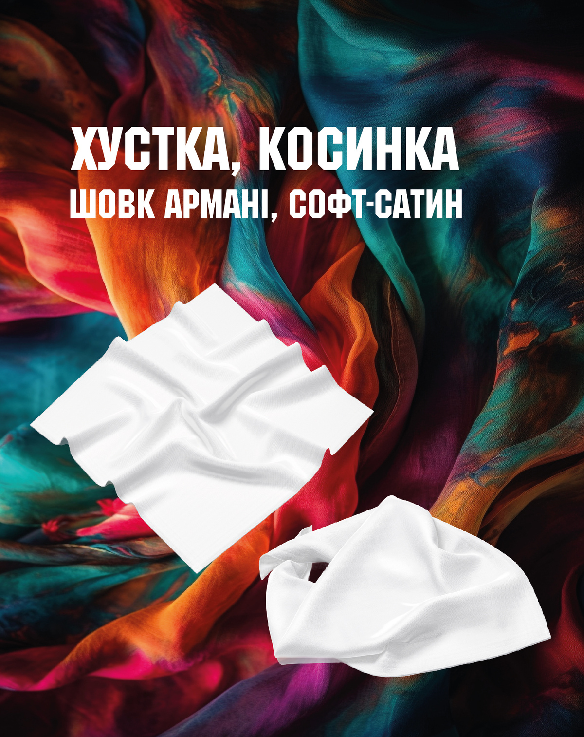 Хустки та косинки брендовані з друком 65*65 см